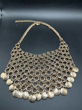 Chico's Gold Coin Chainmail Boho Statement Bib Ancient Gypsy Style Necklace
